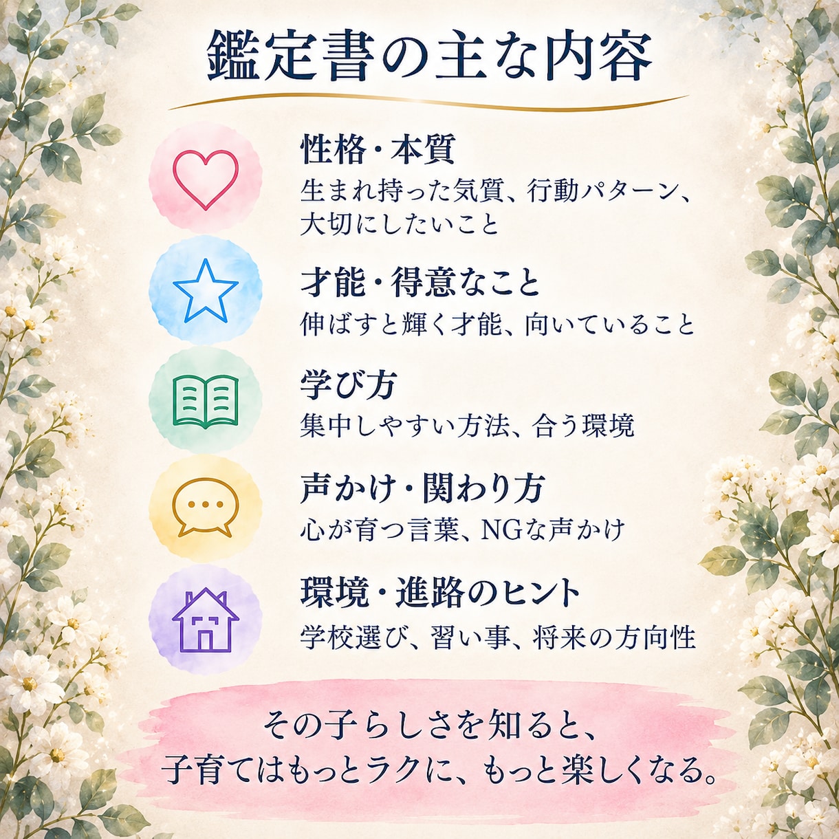 わが子の「取扱説明書」を算命学で作ります 性格・才能・声かけ・学び方「この子に合う伸ばし方」を徹底分析 イメージ3