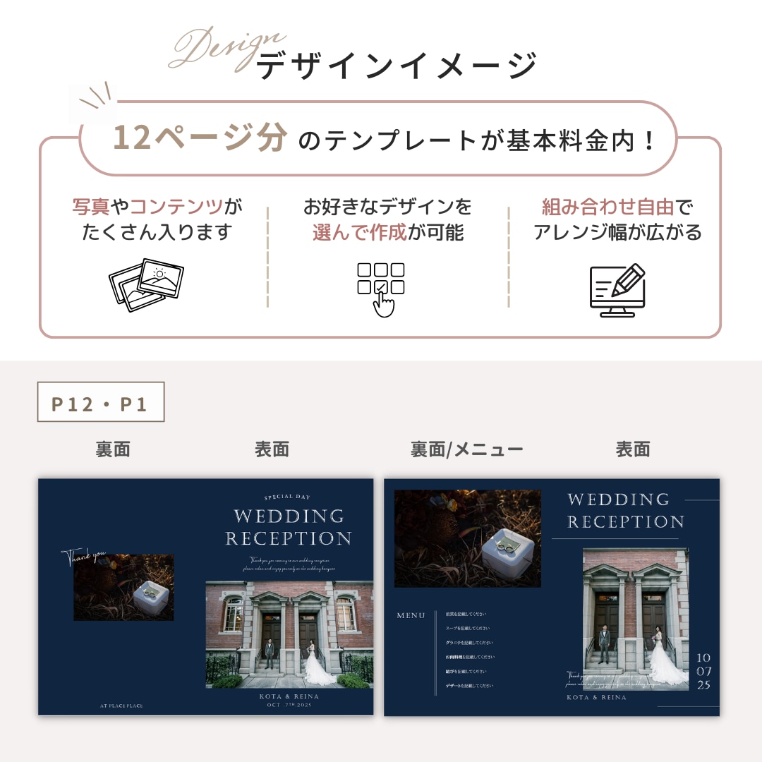 結婚式用プロフィールブックテンプレートをお渡します 【パワポで自作】詳しい作り方ガイド付❁A5版 エトワール イメージ4
