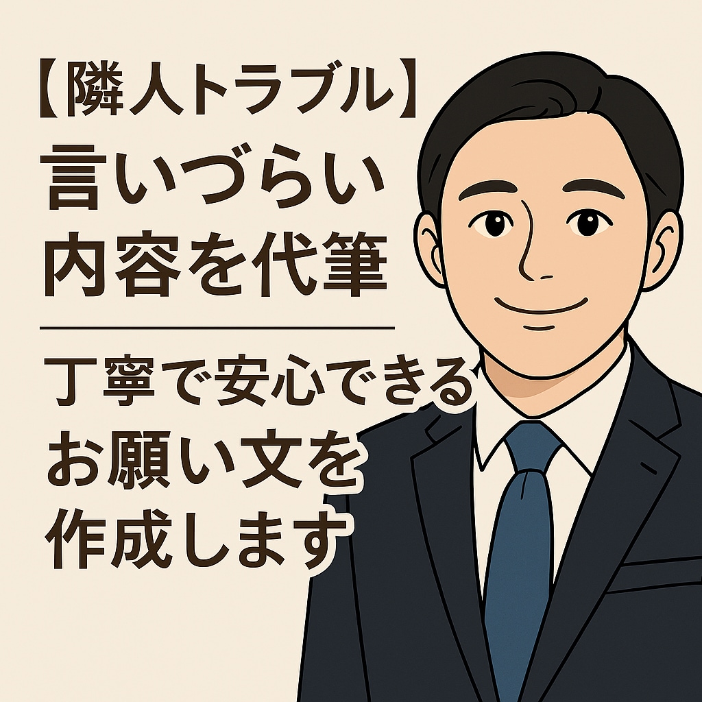 隣人トラブル！お願い文（手紙）を丁寧に代筆します ～相手に言いづらい内容を丁寧にお手紙にして郵送・身バレなし～ イメージ1
