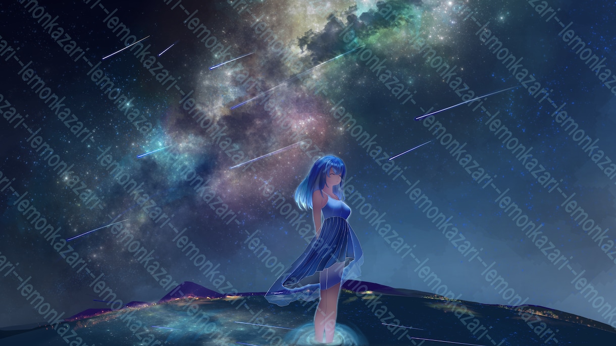 青が際立つ爽やかなイラストを描きます 歌みたやボカロ楽曲向けにイラストを制作します！ イメージ2