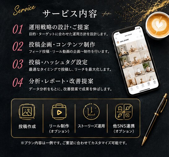 事業を伸ばすInstagram運用をサポートします Instagram運用代行投稿作成から集客まで丸ごとサポート イメージ4
