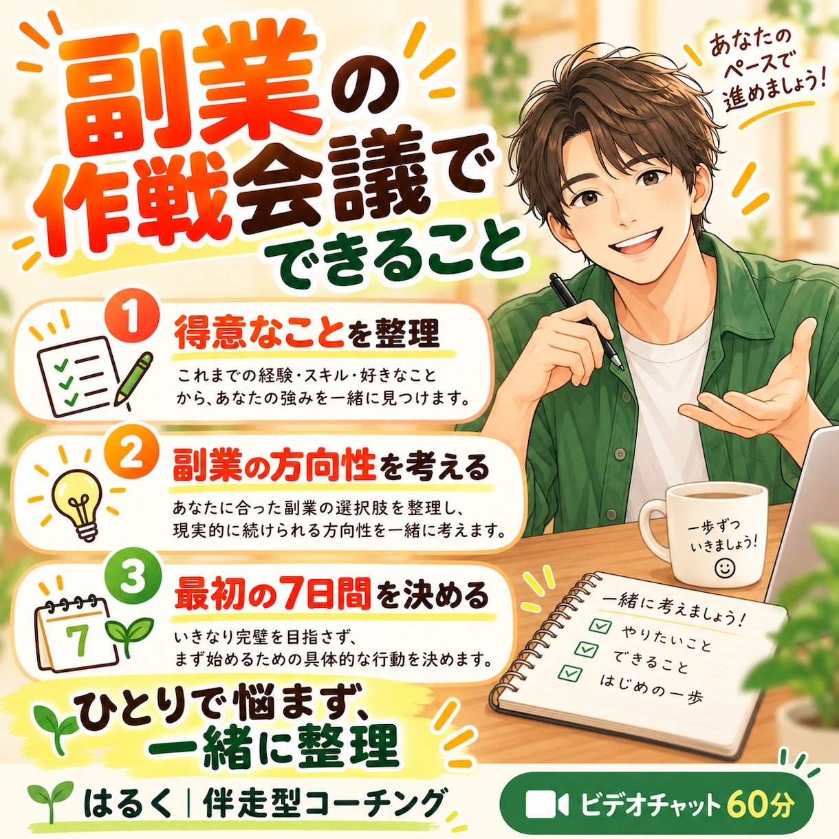 副業｜を始めたい人の作戦会議をします 経験ゼロでもOK！あなたに合う副業と最初の一歩を整理 イメージ3