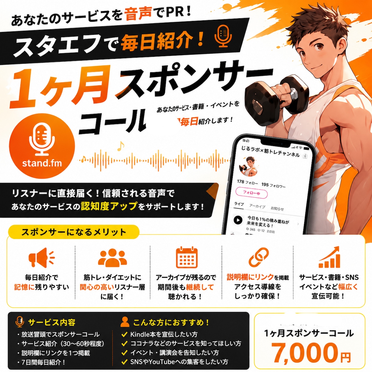 音声であなたのサービスを1ヵ月スポンサー紹介します 音声配信であなたの商品・書籍・サービスをPRします！ イメージ1