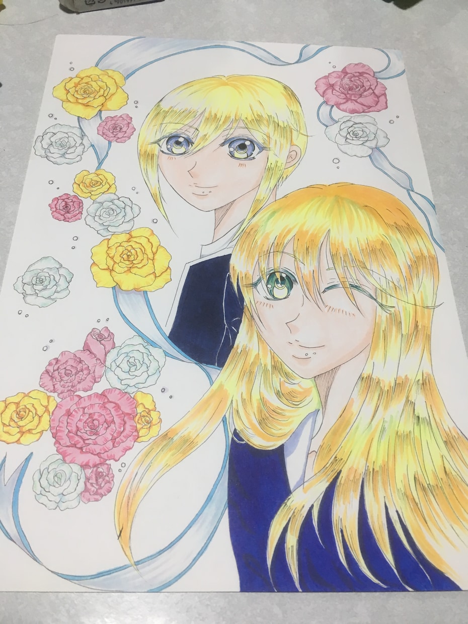 可愛いアナログイラストを描きます 幸せになる 女の子、男の子服のデザイン等デジタルイラスト等 イメージ8