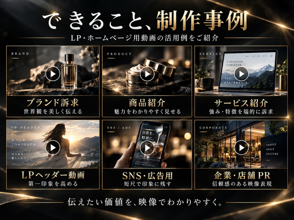 LP・ホームページ用の高品質なPR動画を制作します 素材なしOK｜生成AIを活用したサイトの第一印象を高める映像 イメージ2
