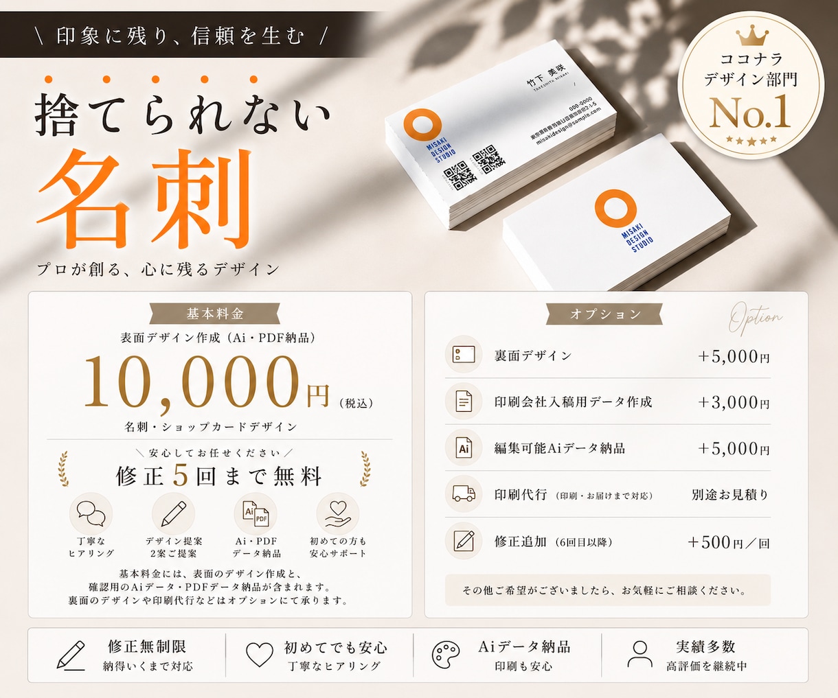捨てられない名刺をお作りします 印刷まで丸投げOK｜紙質選べる・特殊加工名刺も対応可能 イメージ1