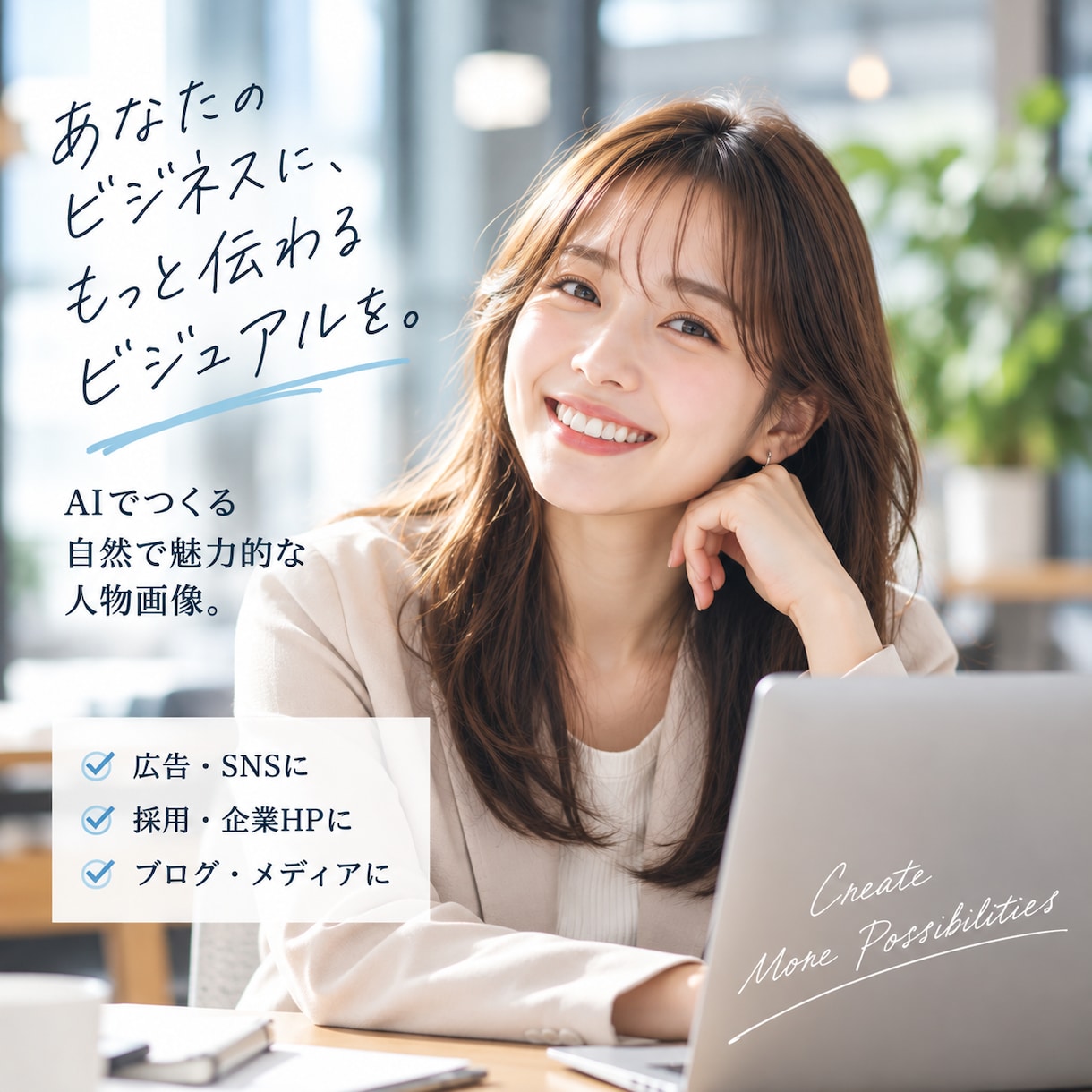 実写風のAI人物画像を制作します 広告・SNS・HPで使える人物素材を3枚制作 イメージ2
