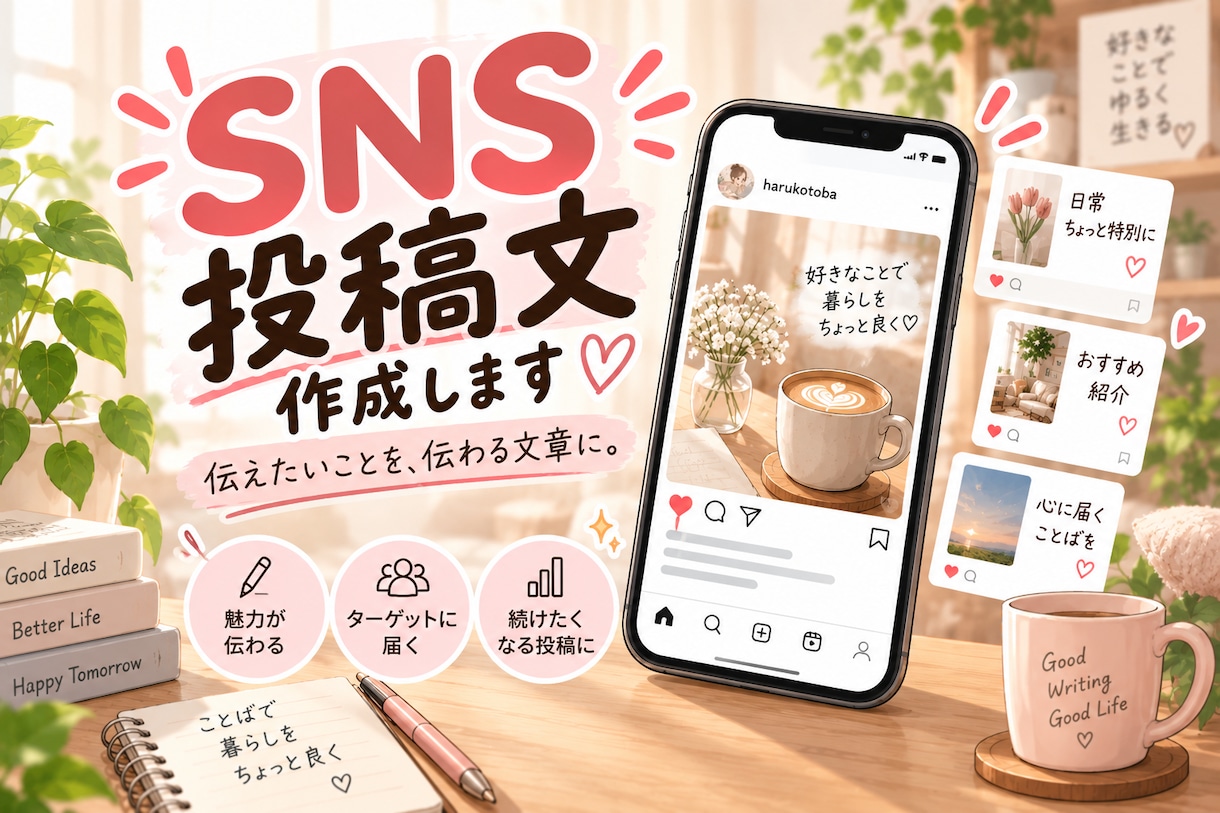 SNSの投稿文を作成します 伝えたい内容を自然で読みやすい文章に整えます イメージ1