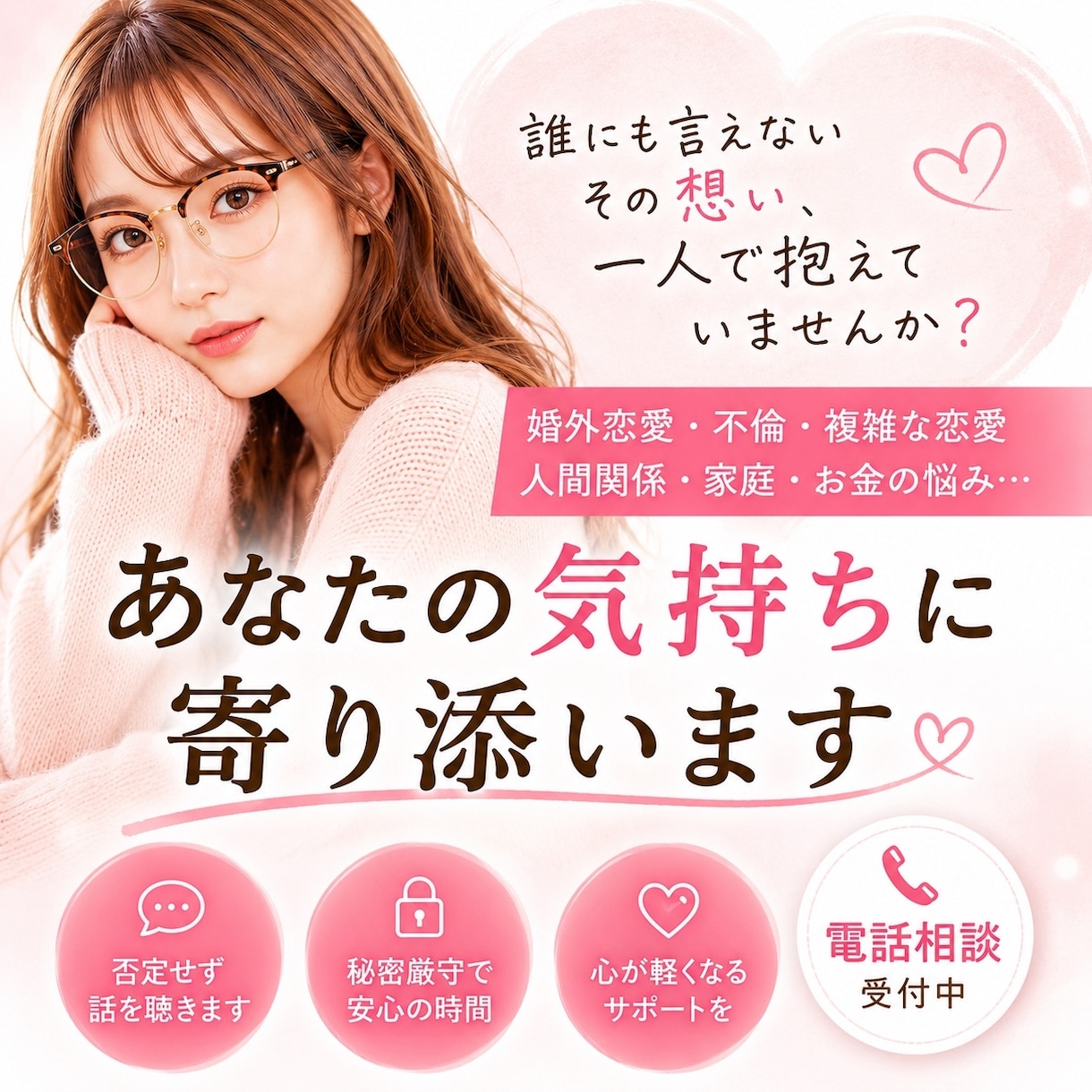 誰かに聞いて欲しい！モヤモヤ否定せず聞きますます 話すだけでも大丈夫。あなたの味方になります イメージ1