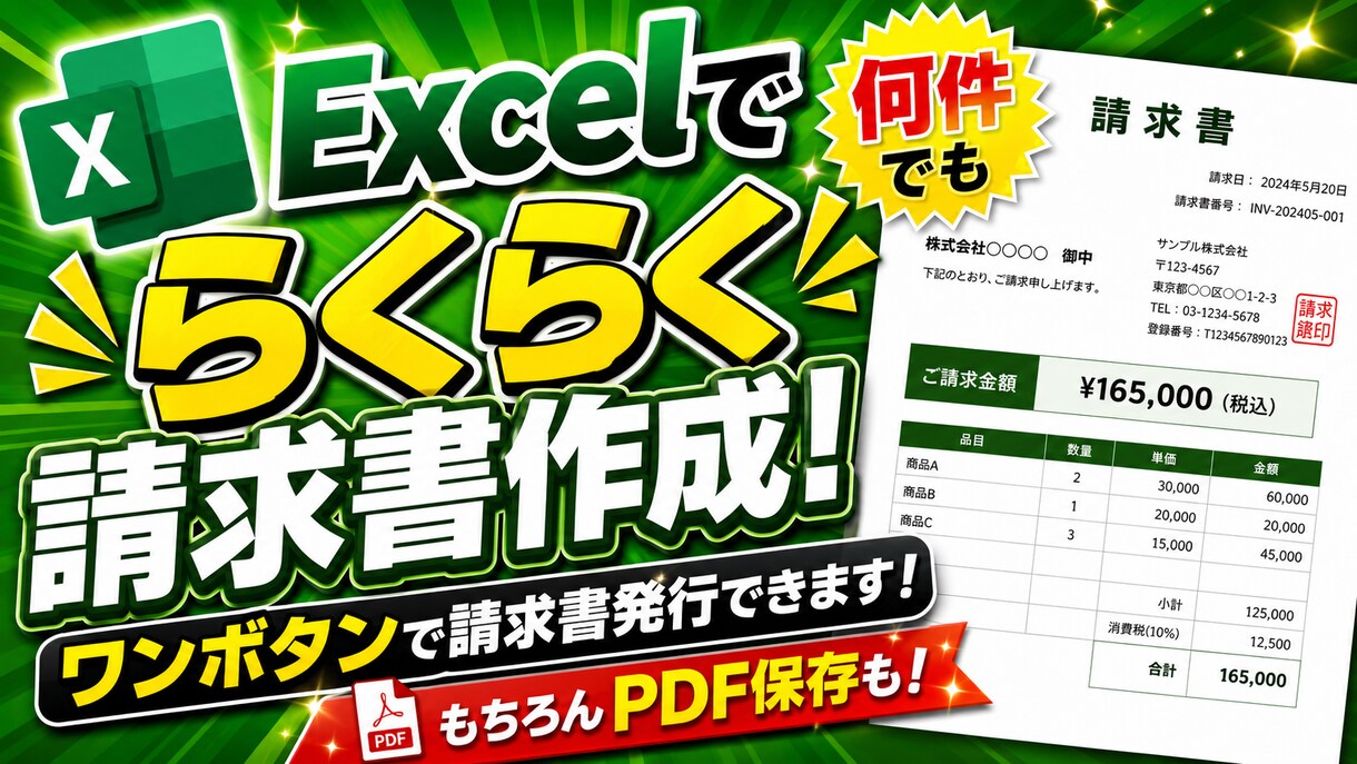 請求書を自動発行、印刷、保存します 集計作業をスキップ！時短でらくらくです！ イメージ1