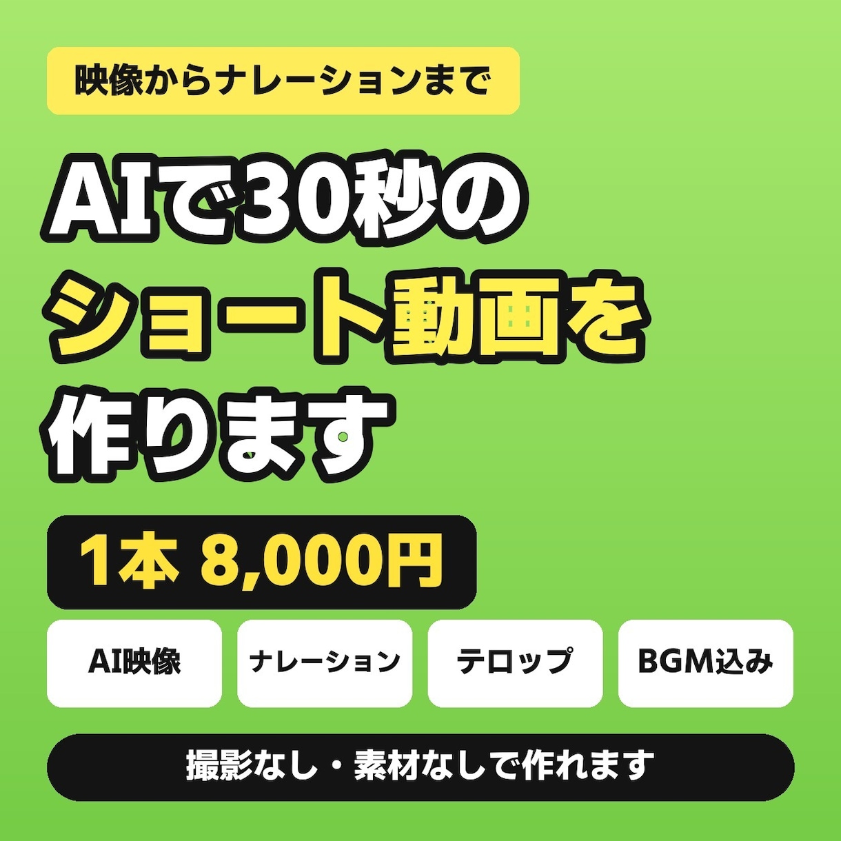 AIで30秒のショート動画を作ります まずはご相談ください。映像からナレーションまで イメージ1
