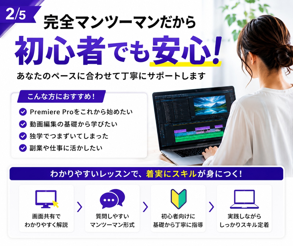 Premiere Proを丁寧に教えます 初心者歓迎！画面共有のマンツーマン指導で基本操作を習得 イメージ2