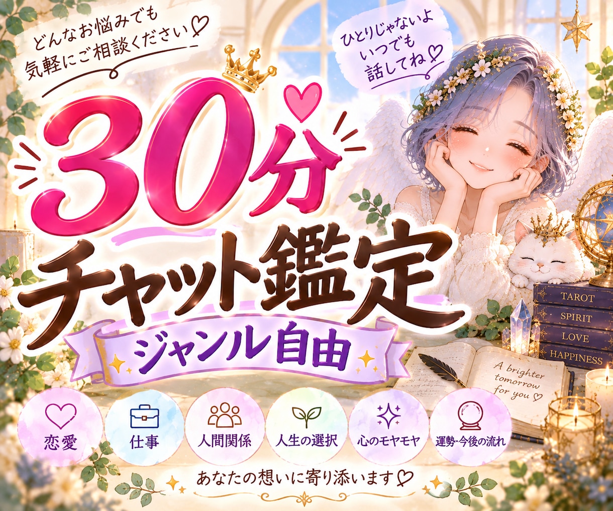 あなたの心を軽やかに♡30分チャット鑑定いたします 今のお悩みいつまで悩み続けますか？あなたのお悩みにアプローチ イメージ1