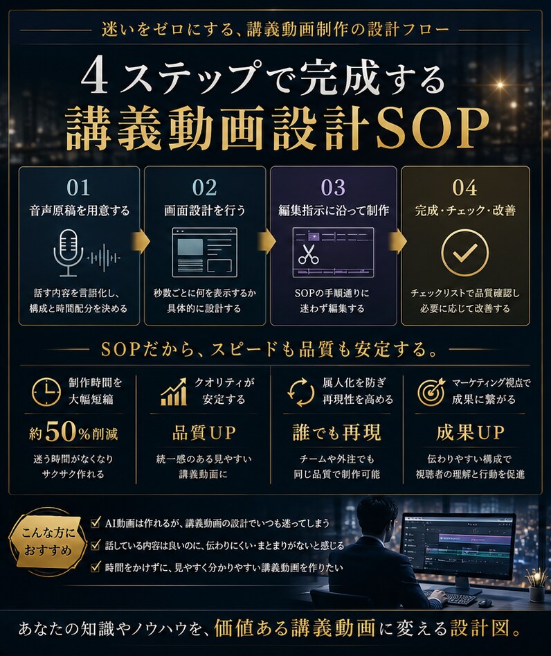 AI講義動画制作マニュアルを提供します AI動画教材を見やすい講義動画にできます イメージ6