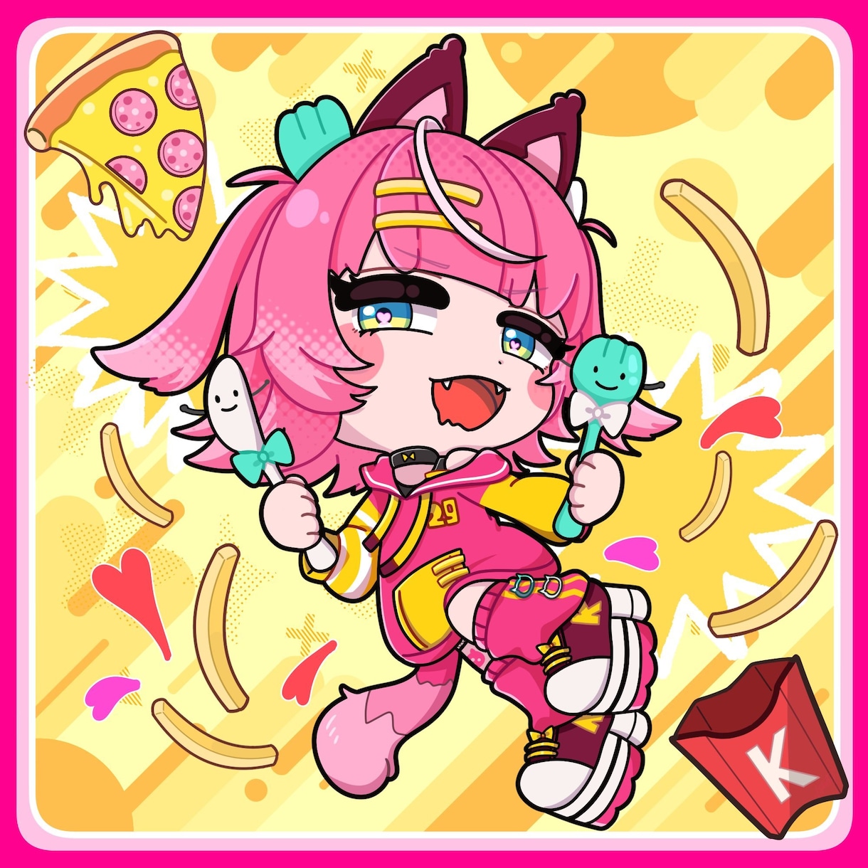 ポップで可愛いミニキャライラスト描きます 商用利用可！グッズ/配信用/SNS用などに！ イメージ8