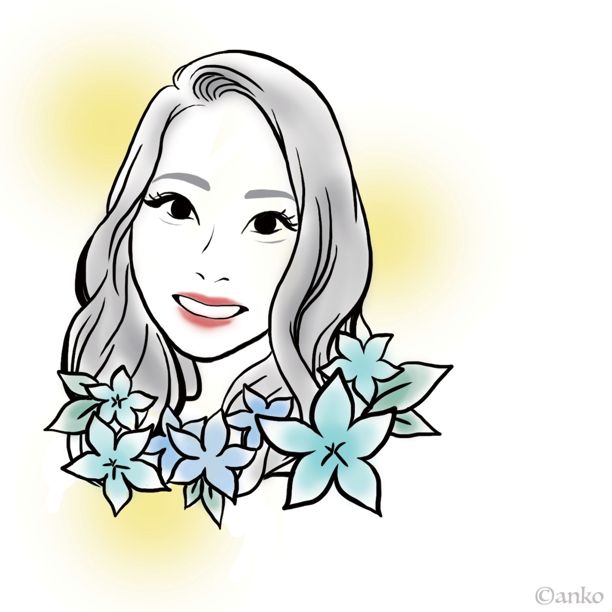 SNSのアイコンにぴったりのおしゃれ似顔絵描きます シンプルでおしゃれな優しい色合いの似顔絵です！ イメージ3
