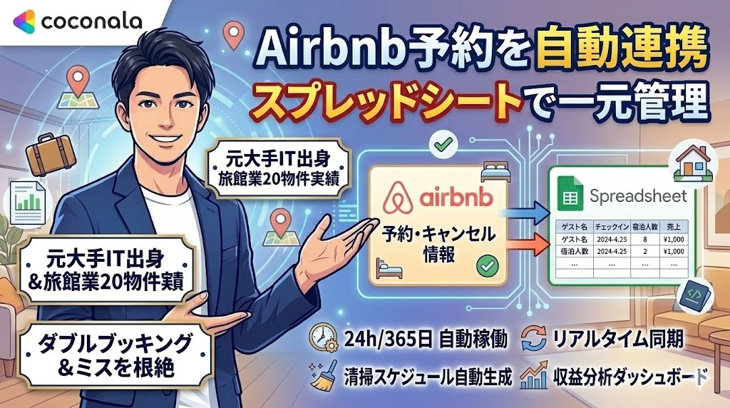 24h自動連携！予約管理をスプレッドシート同期ます GASの活用で予約と清掃員の一括管理 イメージ1