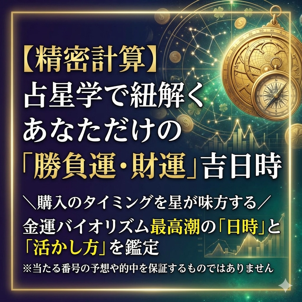 占星学による突発的金運の研究を披露します 占星学による宝くじ運鑑定　高額当選日＆時間帯を精密計算 イメージ2