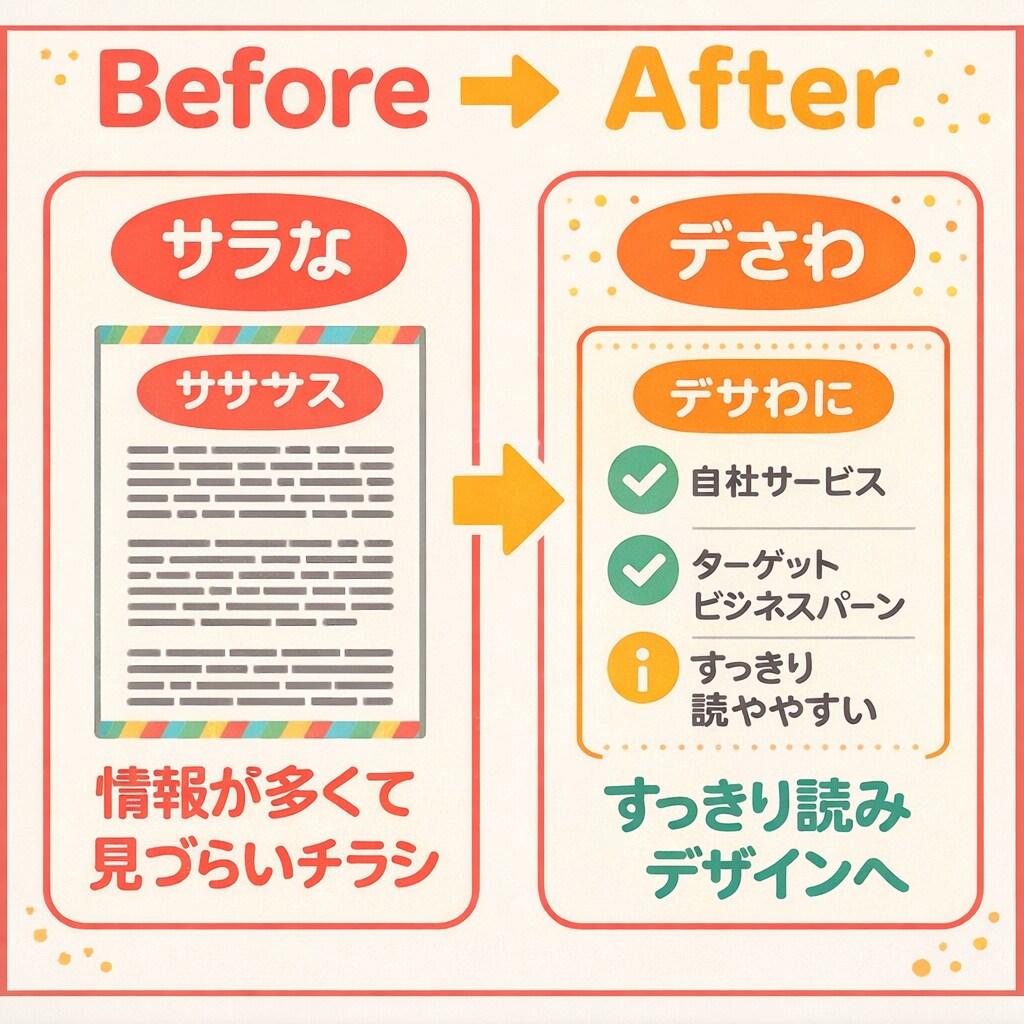 読みやすく伝わるチラシに整えます 読みやすいチラシへ丁寧に調整します イメージ2