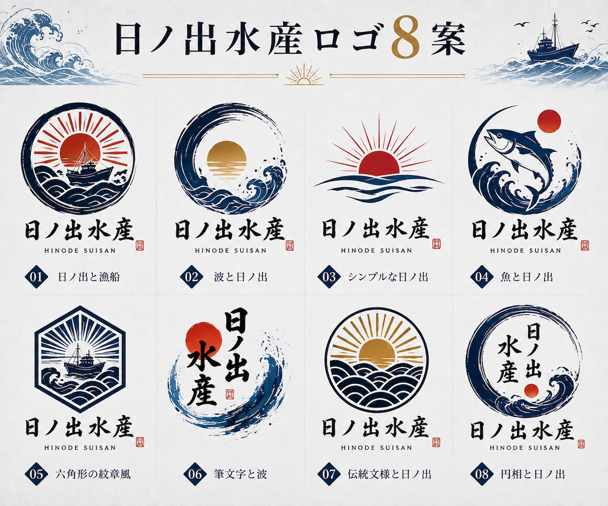 漁師・漁業・海産物専門のロゴを10案制作します 水産業専門だから伝わる。選べる10案でブランドづくり イメージ7