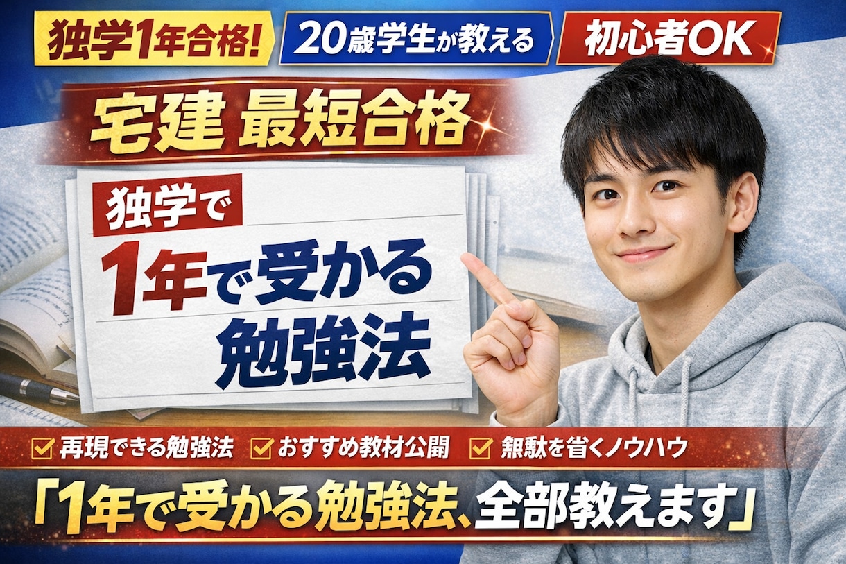 時間がない人へ学生でもできた宅建合格戦略を教えます 必要なことだけやりましょう遠回りせずに受かりたい人へ イメージ1