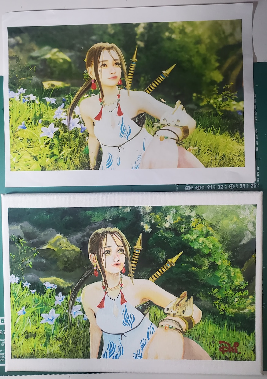 ペットの画像お気に入りの画像から絵画を描きます アクリル絵の具を使いA4サイズのキャンパスで描きます イメージ5