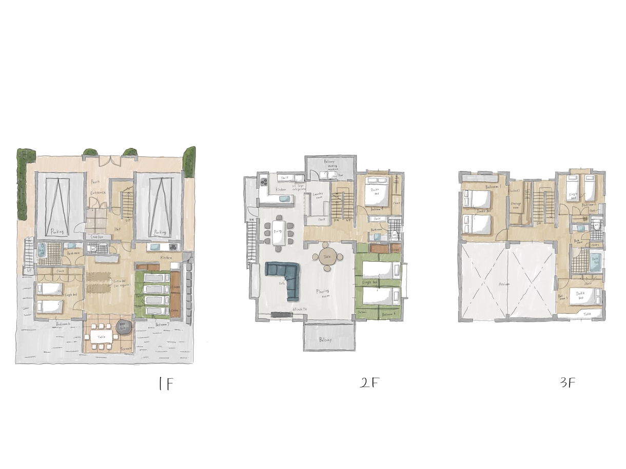 建築イラストレーターがおしゃれな間取り図描きます 手書きならではの優しいタッチでプレゼンやパンフレットやHPに イメージ6