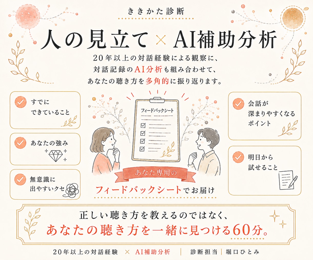 20年以上の経験で、あなたの聴き方を診断します 人の話を聴く機会が多い方へ｜どこを拾い、どう問い、どう返すか イメージ6
