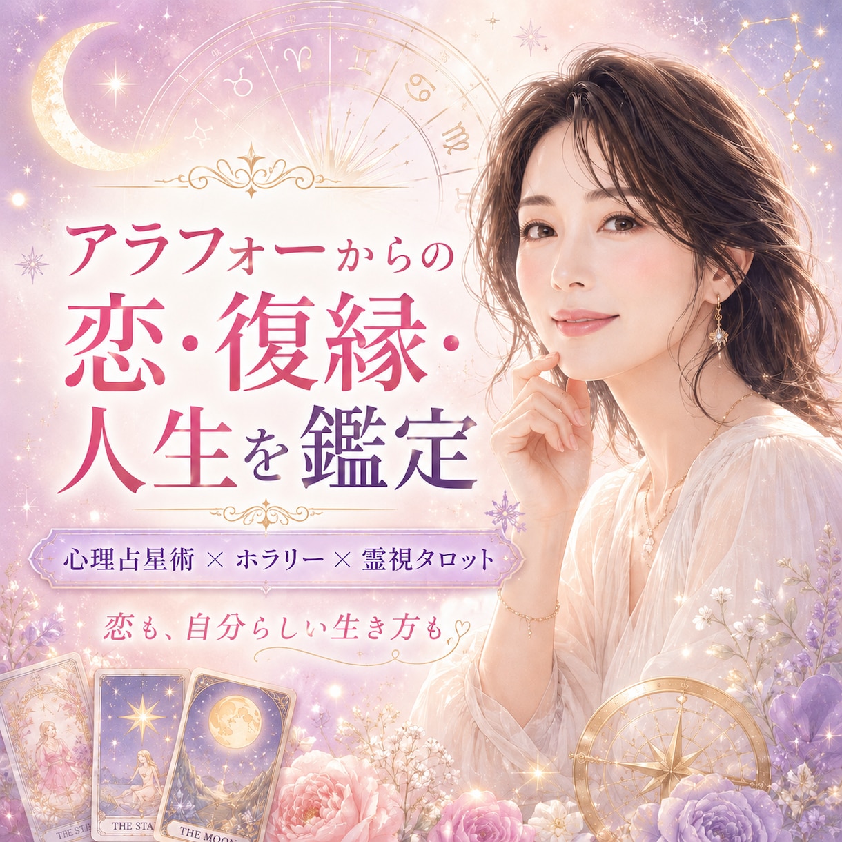 アラフォーからの恋愛・復縁・仕事・人生を鑑定します 恋も復縁も、私らしく美しく幸せな未来へ向けて軽やかに動き出す イメージ1