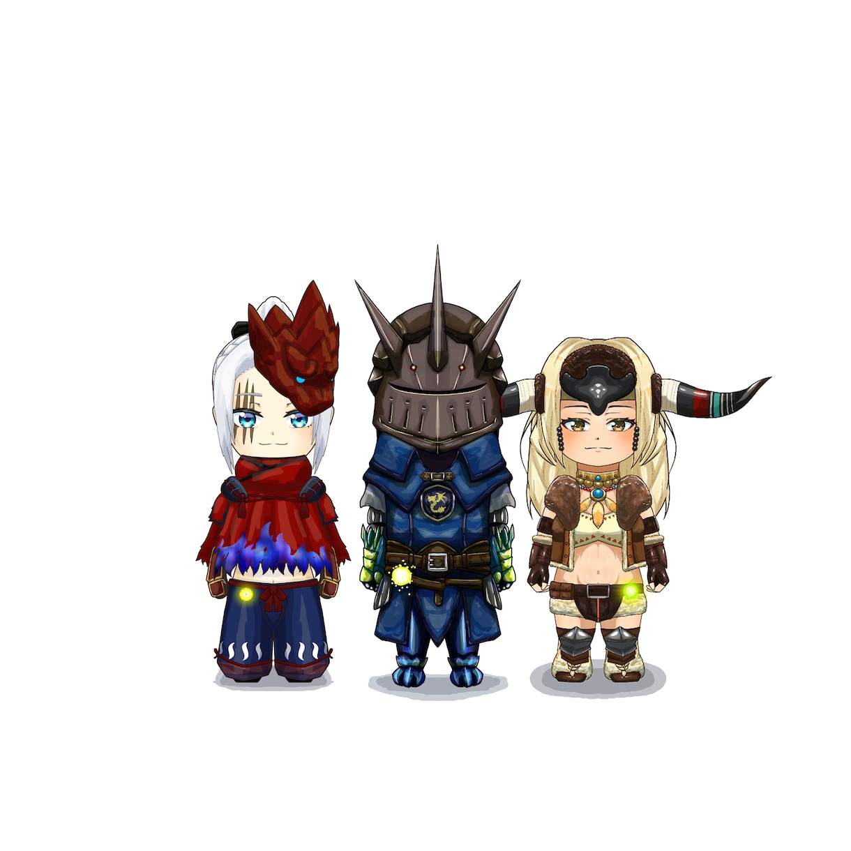 ゲームなどで作ったオリキャラを3頭身にします 3頭身で基本正面を向いて直立しているイラストとなります。 イメージ1