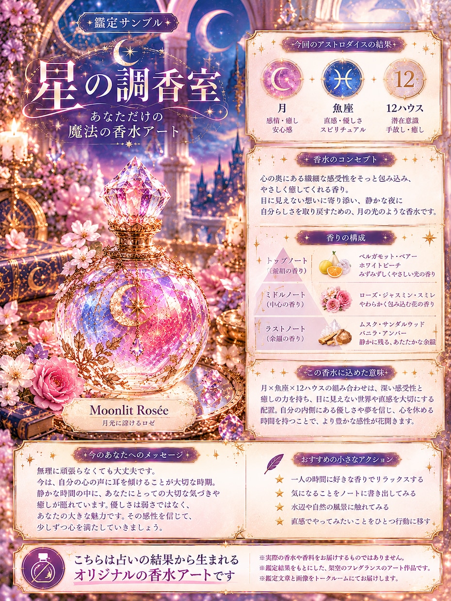 占いとあなただけの魔法の香水アートを作ります 幻想的な画像と鑑定文をお届けします イメージ2