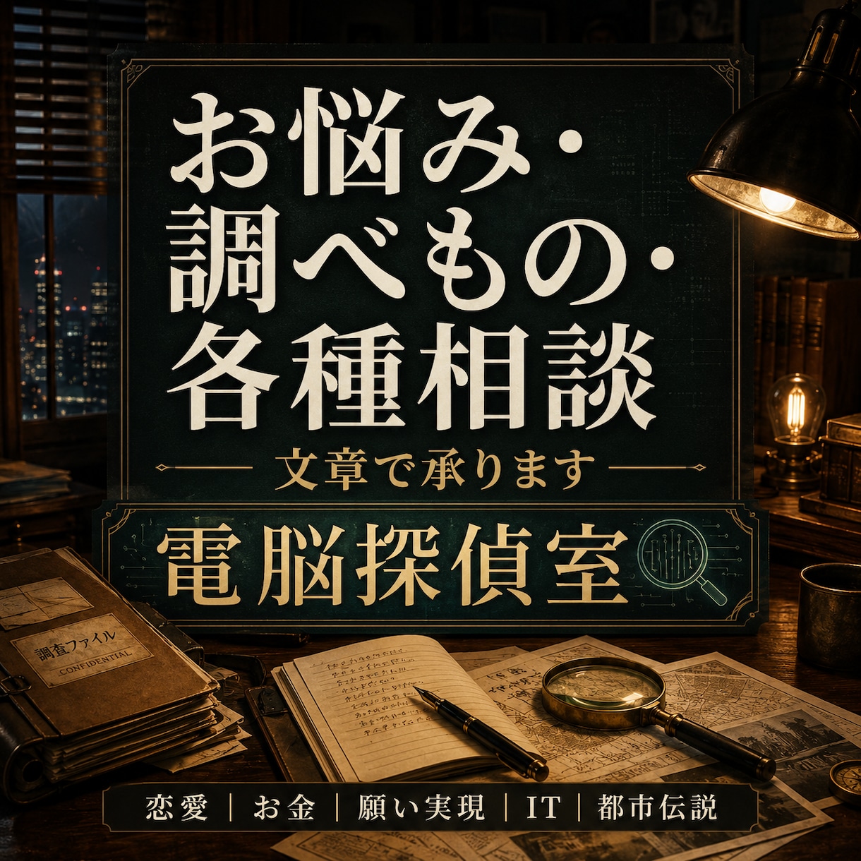 人間関係やお悩み相談承ります 恋愛・お金・願いも調査ファイル風に整理 イメージ1