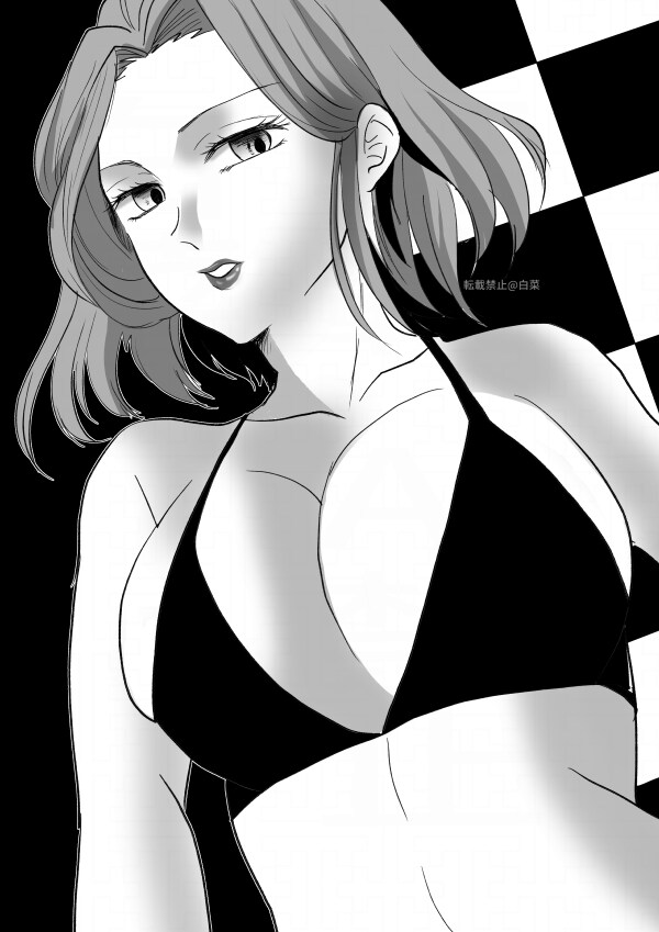 美しい女性のモノクロイラスト承ります モノクロ、グレースケールのアイコンやイラストはいかかですか？ イメージ3