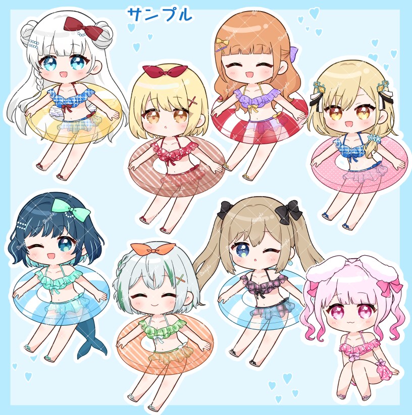 表情二種類制作！水着イラストをお描きします 量産型の色や小物でカスタム可能なデフォルメ絵 イメージ6