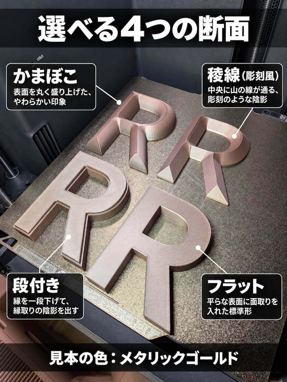 屋内・屋外で使える立体文字・立体ロゴ看板を作ります 3Dプリント造形｜1文字から・厚みや形は自由に イメージ3