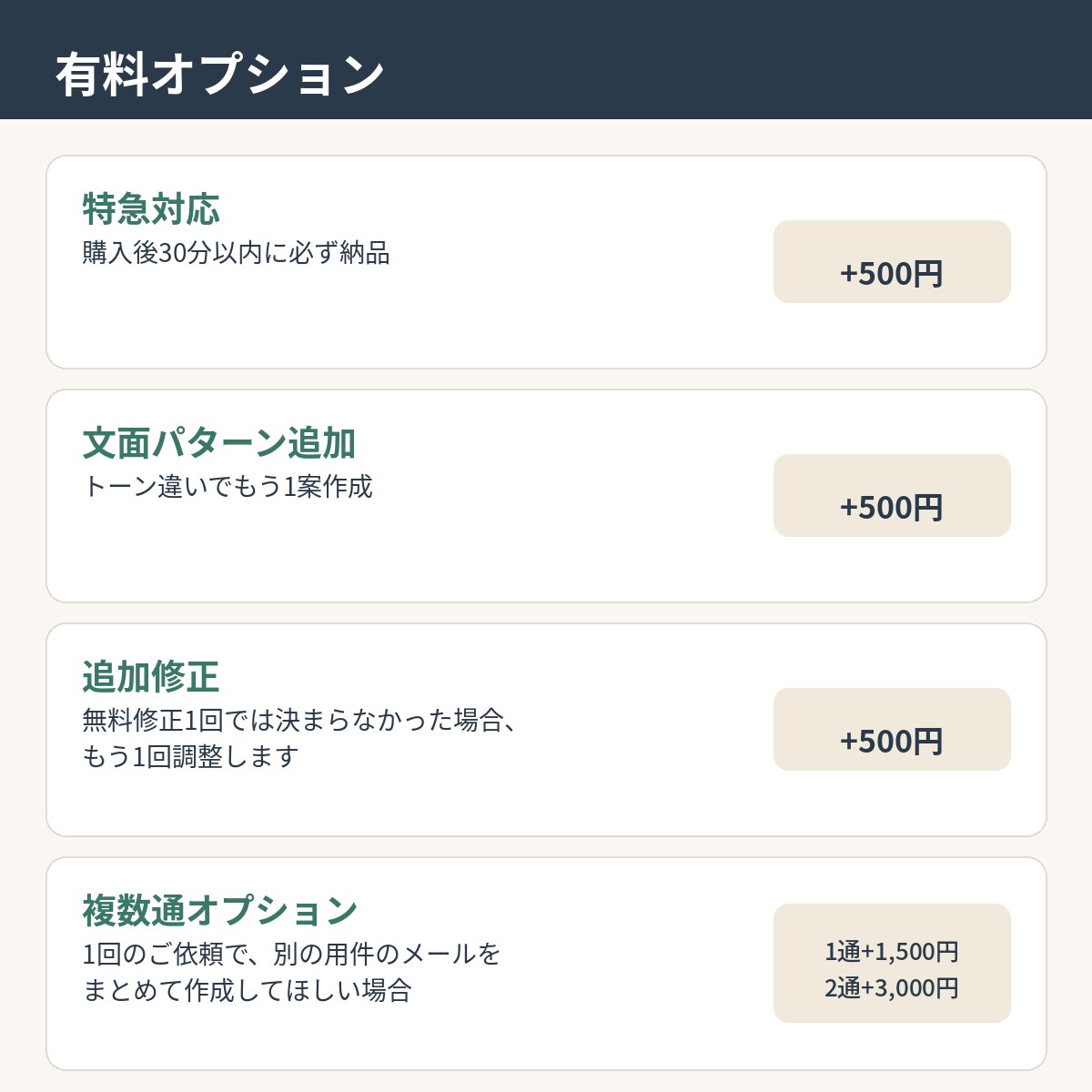 お詫び・お願いメール【即日対応】代筆します 事務系総合職5年の経験で、角が立たない文面に イメージ4