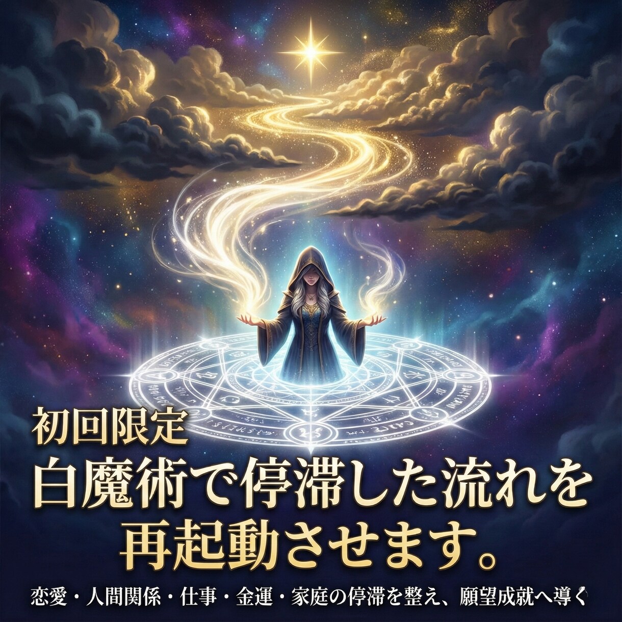 初回限定　白魔術で停滞した流れを再起動させます 恋愛・人間関係・仕事・金運・家庭の停滞を整え、願望成就へ導く イメージ1