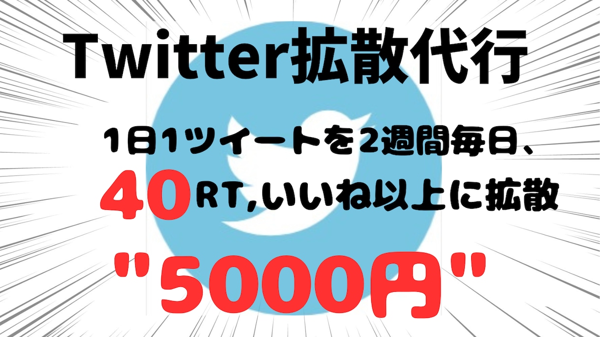 Twitterで2週間毎日40RTに拡散します ツイートを2週間毎日40RT,40いいねに拡散します イメージ1