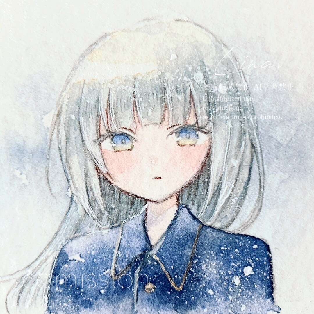 アナログの透明水彩を使ったSNSアイコンを描きます 淡く儚い雰囲気から濃く深い世界観まで水彩で表現します。 イメージ9