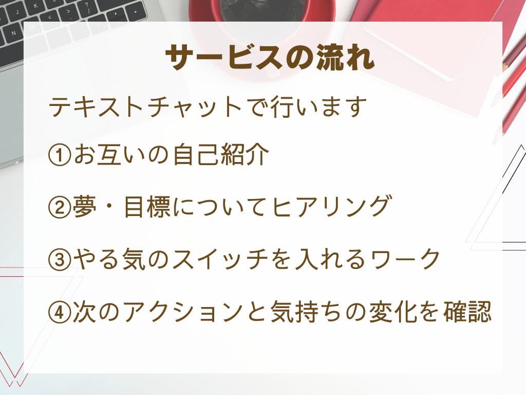 初回限定 テキストチャットでコーチングします 未来にワクワクするコーチングで『やる気のスイッチ』をONに！ イメージ4