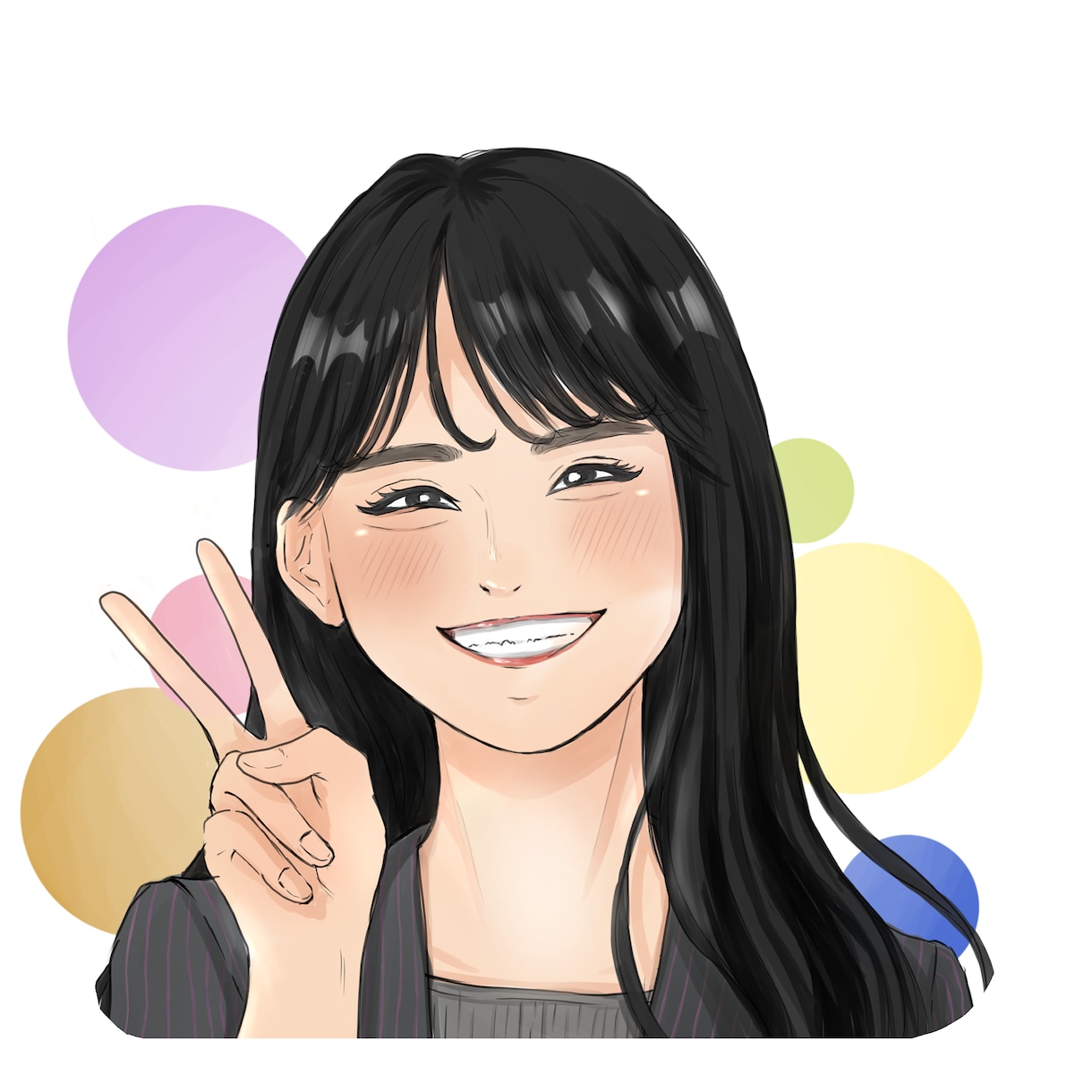 柔らかい雰囲気の似顔絵イラストを描きます 結婚式のウェルカムボードやプレゼント用の似顔絵イラストです。 イメージ2