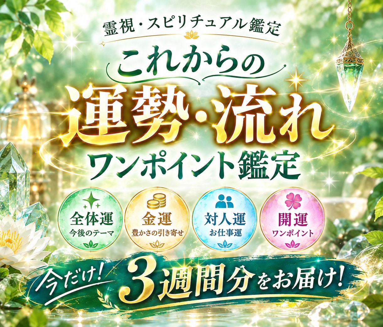 サクッと霊視✨この先3週間の運気と開運を助言します 500円で鑑定☘️金運・仕事・全体運とアドバイスを鑑定！ イメージ1