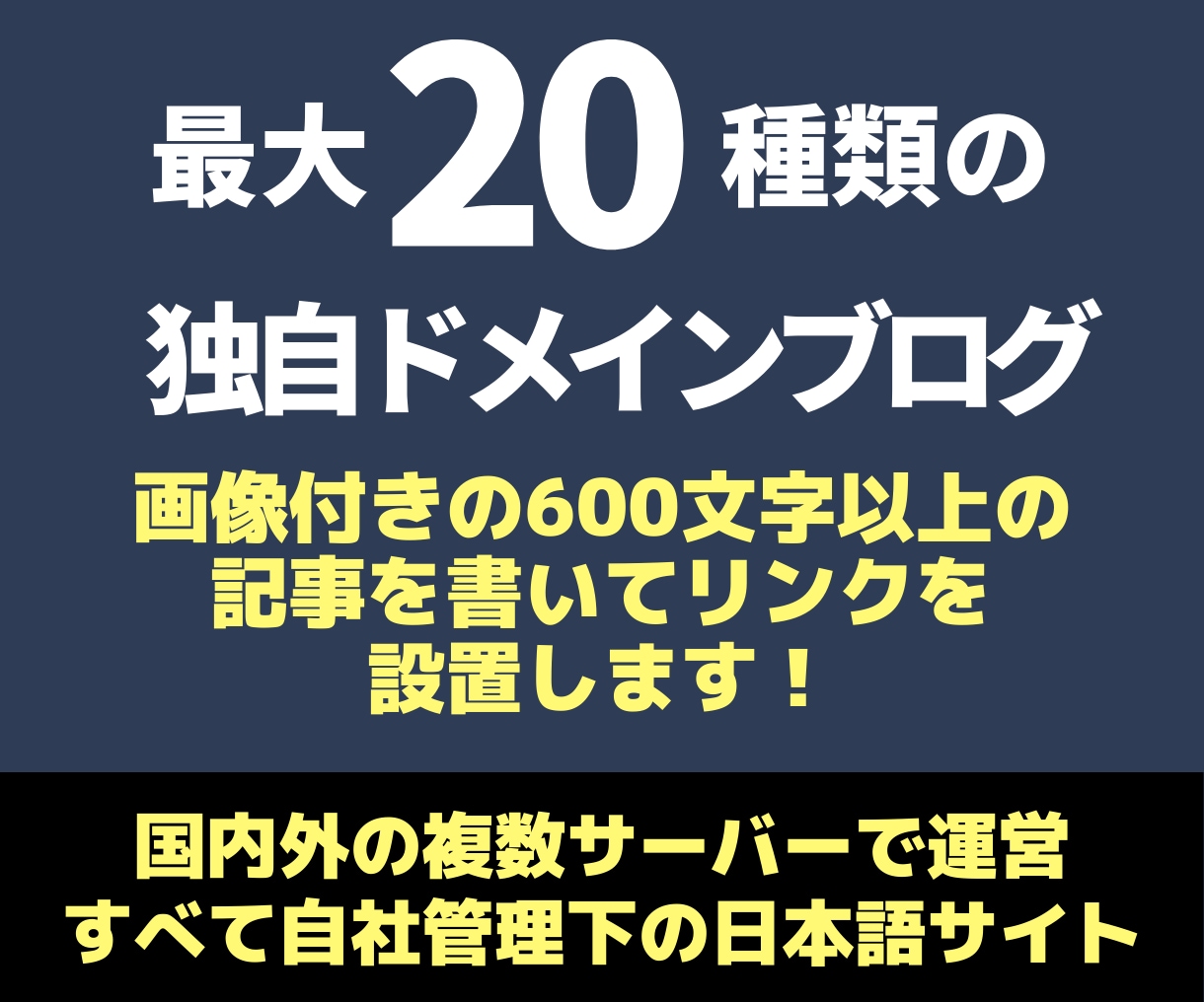 画像付の記事600文字からリンクします IPも分散！最大20種類の独自ドメインからの被リンクサービス イメージ1