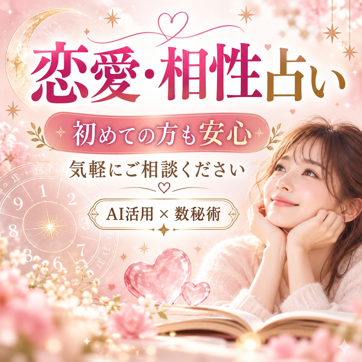 生年月日から2人の恋愛相性を優しく読み解きます 片思い・復縁・恋人の未来に。AI×数秘術で恋のヒントをお届け イメージ1
