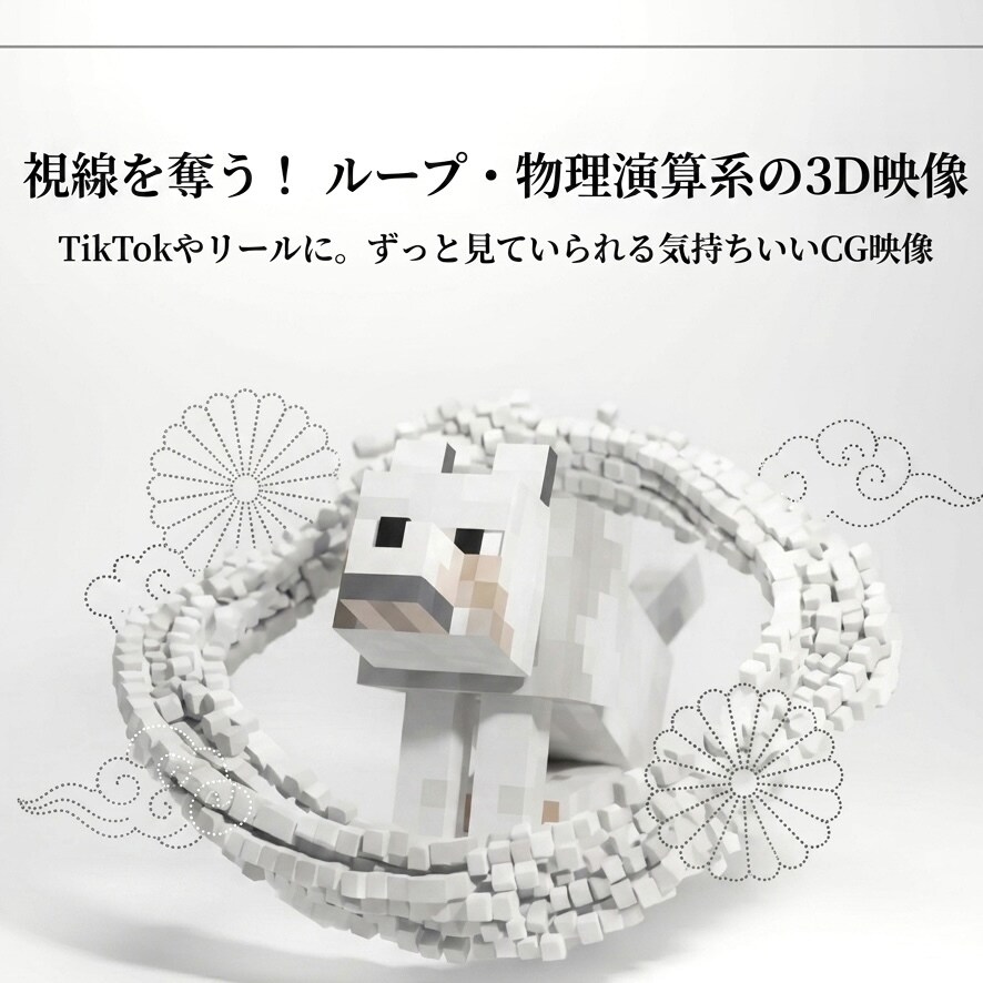 視線を奪う！ループ・物理演算系の3D映像作ります TikTokやリールに。ずっと見ていられる気持ちいいCG映像 イメージ1