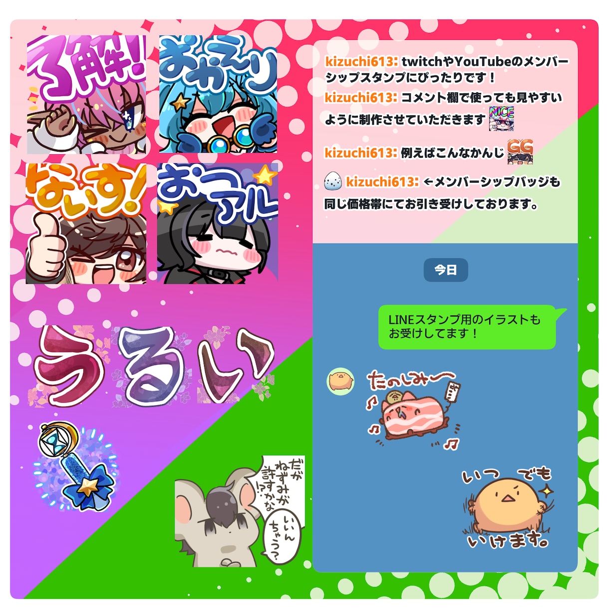 スタンプイラスト制作します 2枚から！LINEやTwitch、Youtubeなどに！ イメージ2