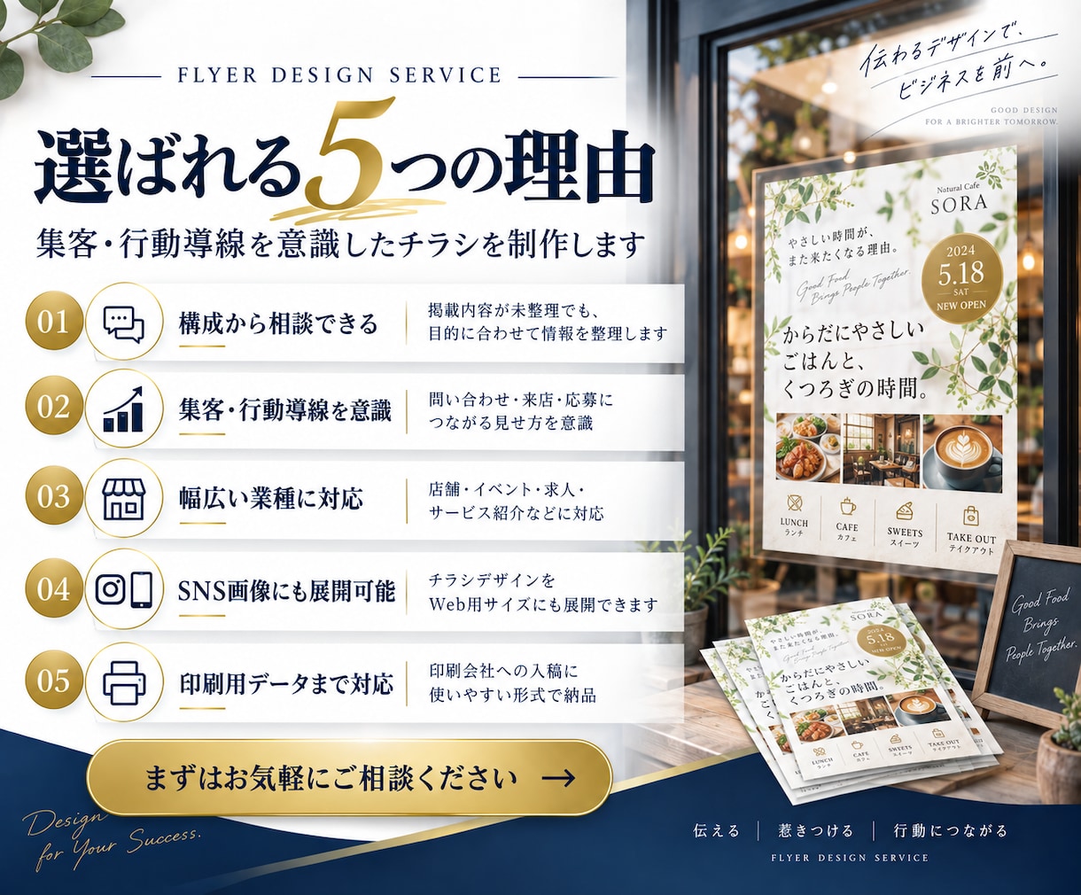 集客につながるチラシ・フライヤーを制作します 店舗・イベント・求人・販促に｜構成整理～印刷用データまで対応 イメージ3