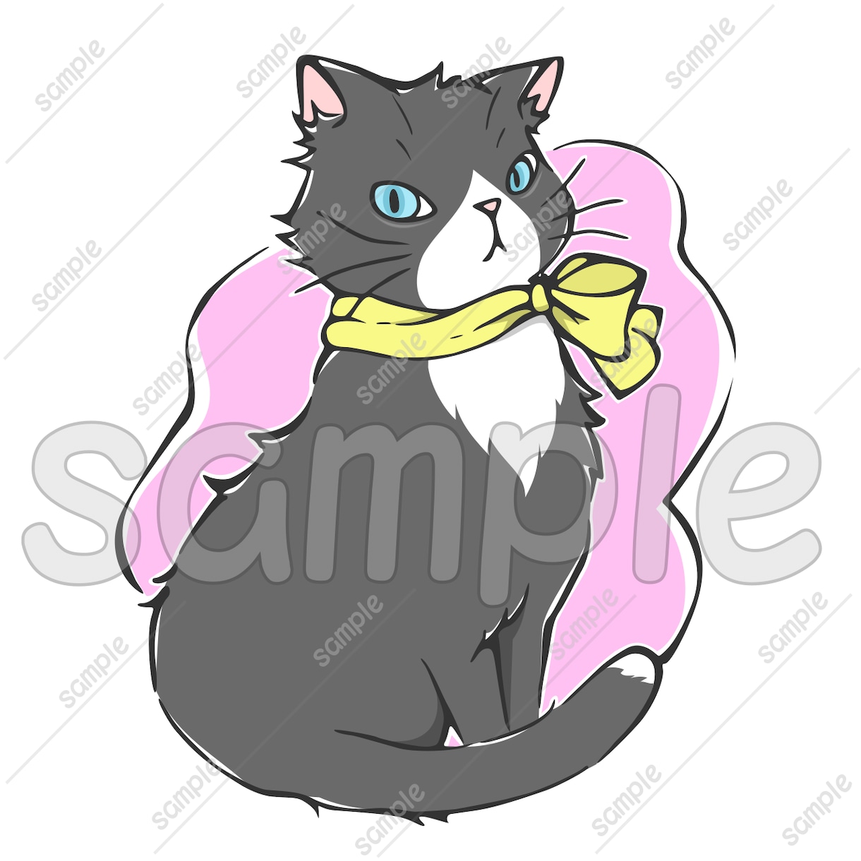 商用利用OK！猫の手書きイラスト販売しています SNS、パンフレットやチラシ、POP、名刺、印刷の素材に★B イメージ3