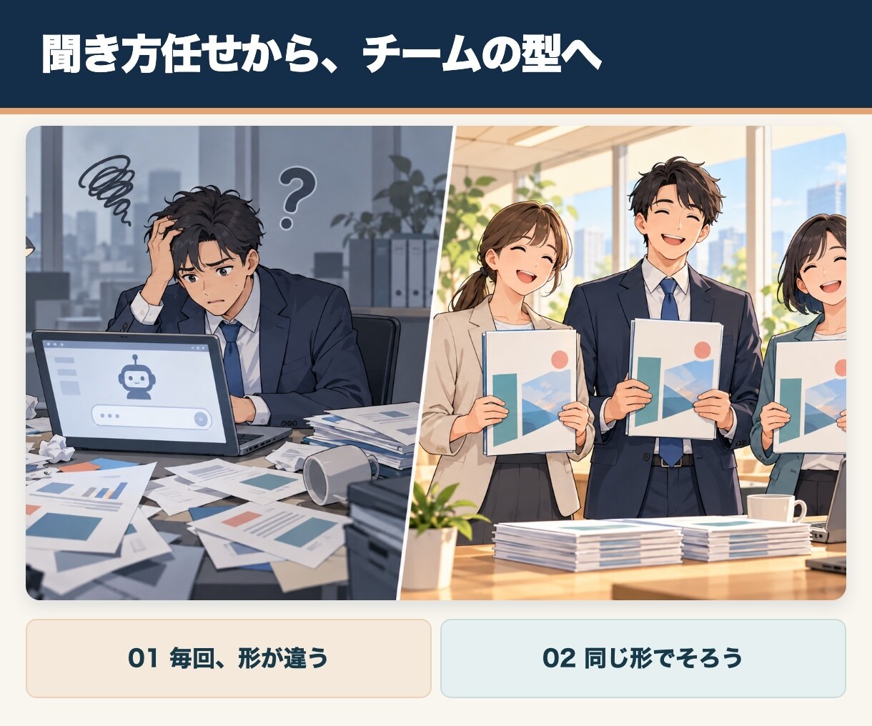 AIで商談準備と提案書作成の仕組みを導入します 売れる人の商談準備を型にして、会社に残します イメージ2