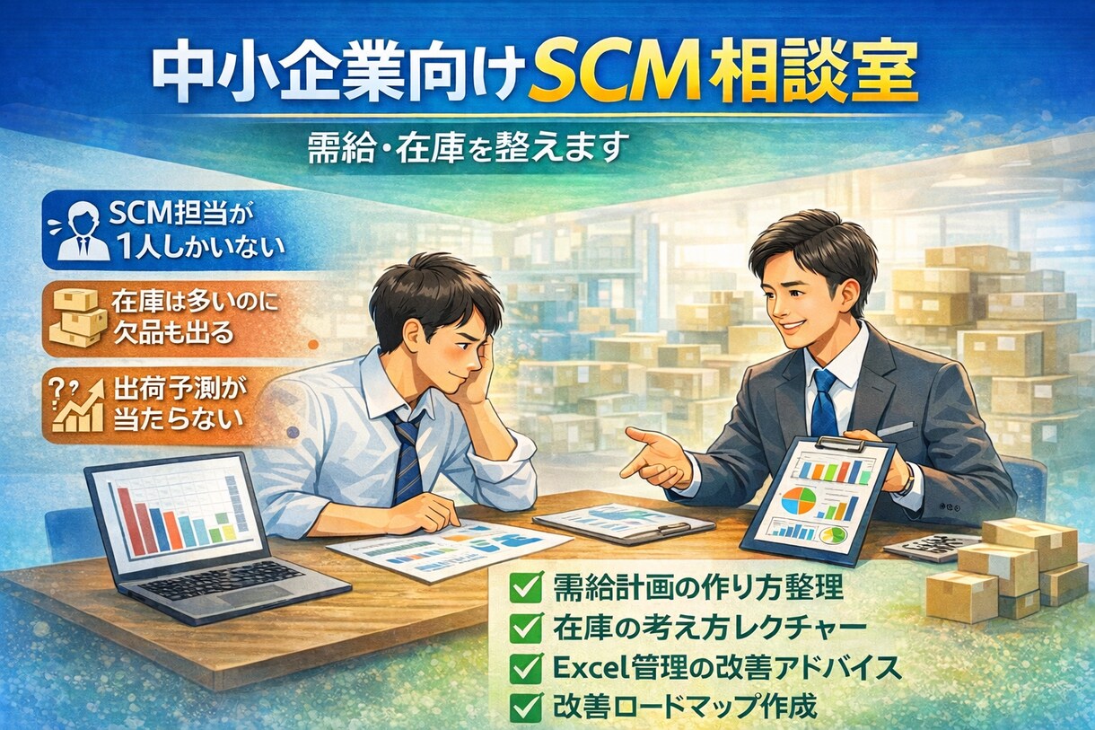 中小企業向けSCMのお困りごとお伺いします 商品需給の安定化、コスト削減、出荷予測の考え方整理など イメージ1